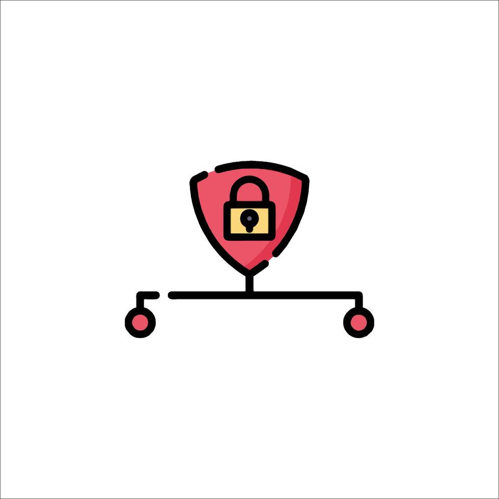 A red and black icon of a padlock vector
