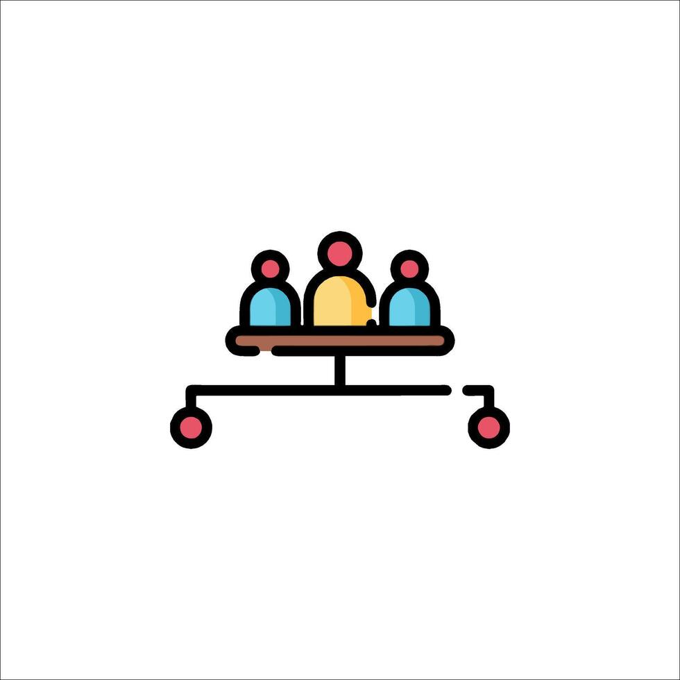 A group of people sitting on a table with a chair vector