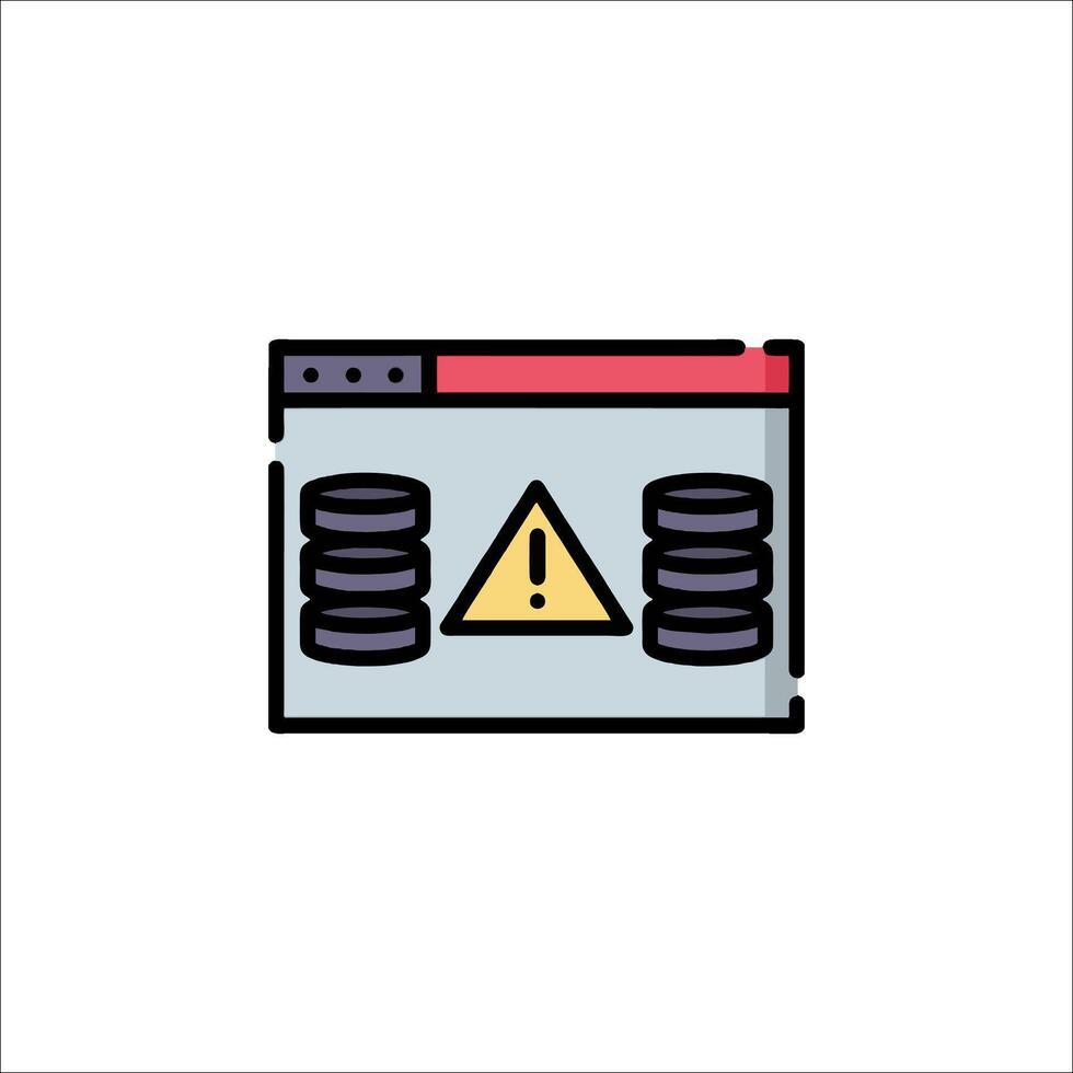A computer with a warning sign on it vector