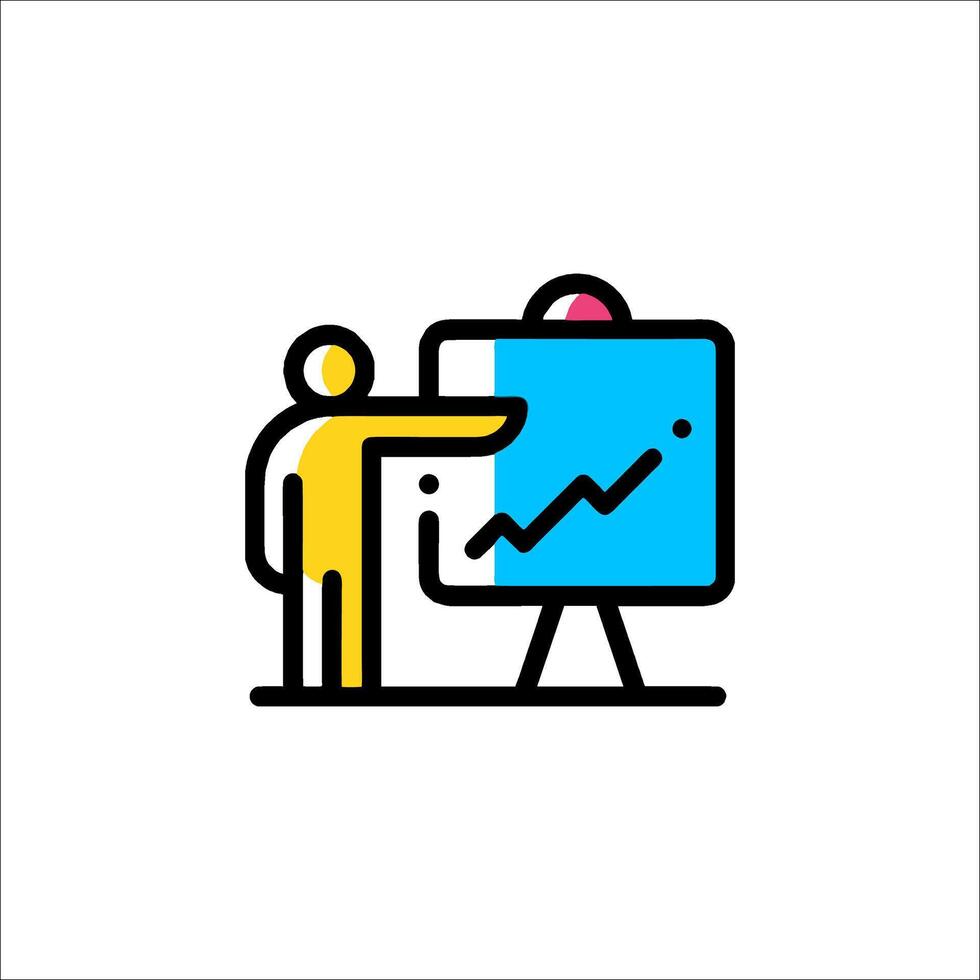 Business man presenting graph chart icon illustration vector