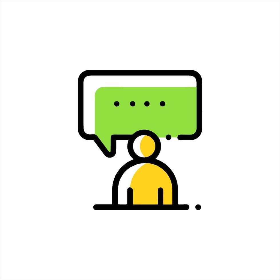 A person sitting in a chair with a speech bubble above them vector