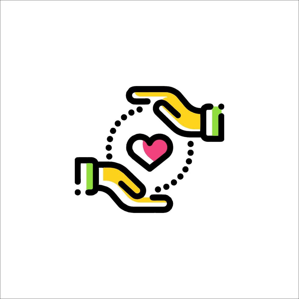 A heart icon with two hands holding it vector