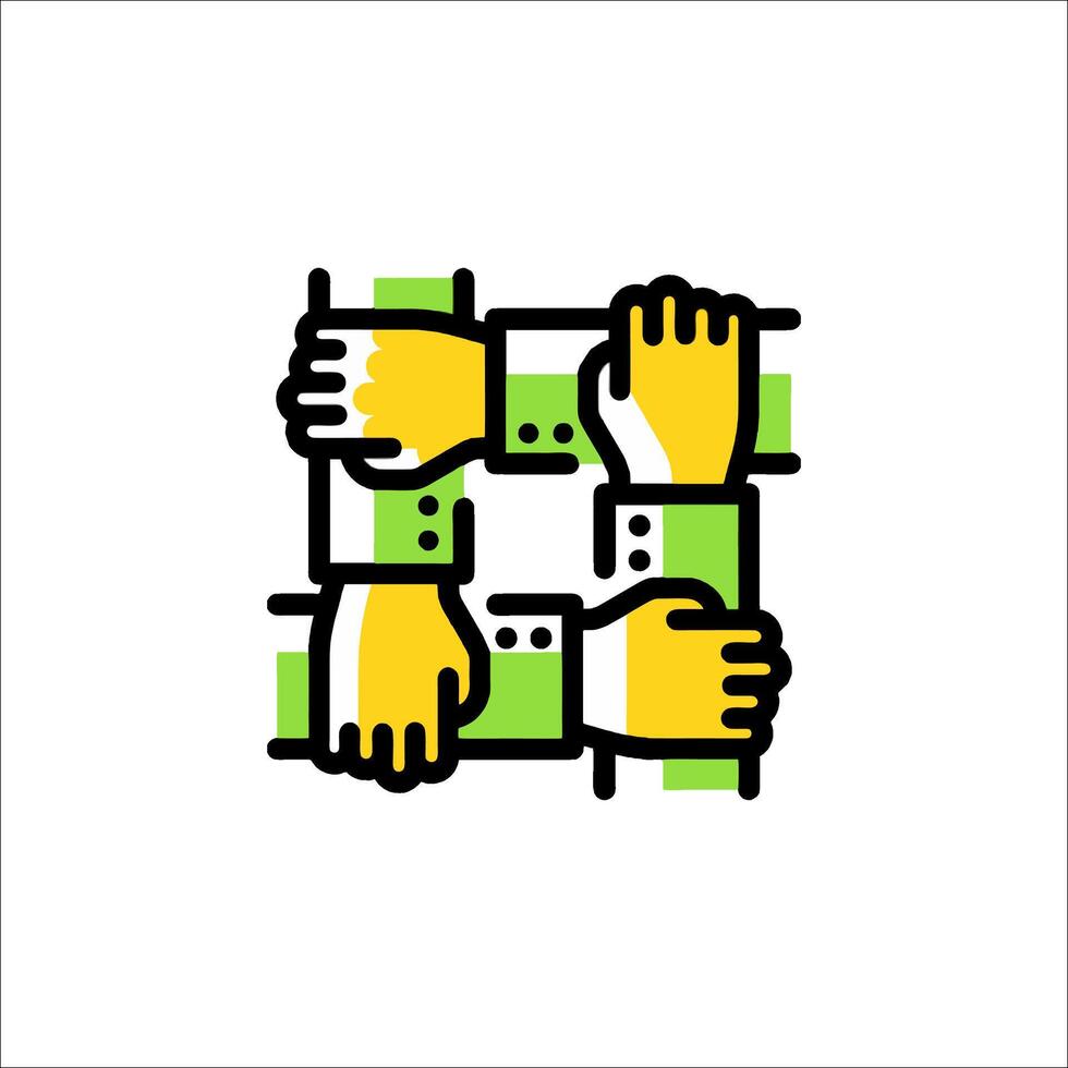 A logo for a company that has two hands holding each other vector