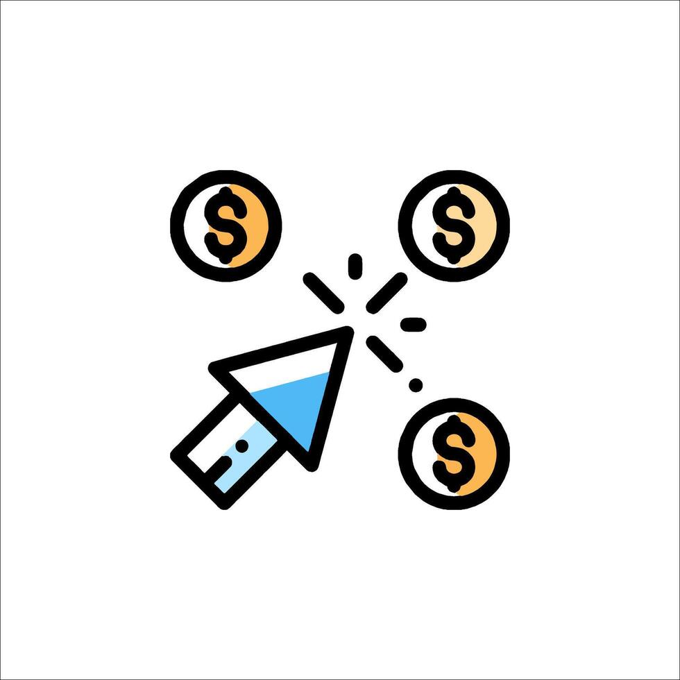 A mouse pointing at money icons vector