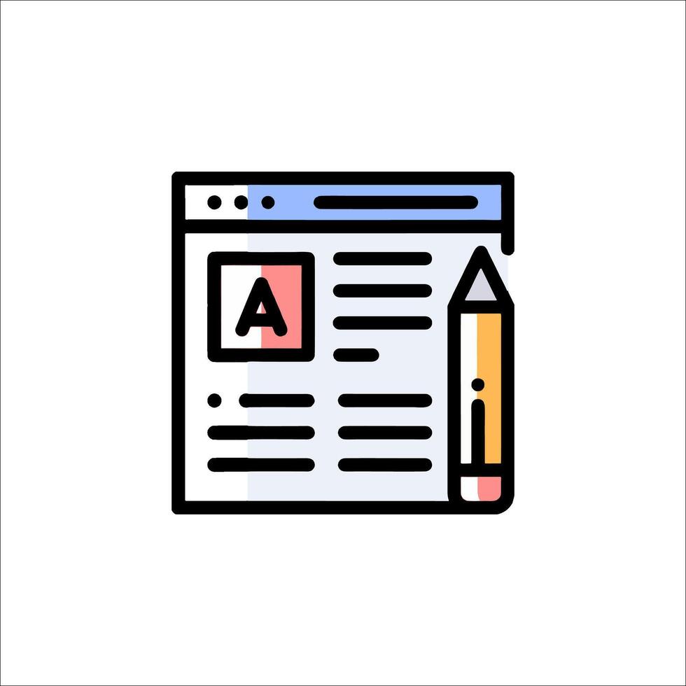 A pencil and paper icon on a white background vector