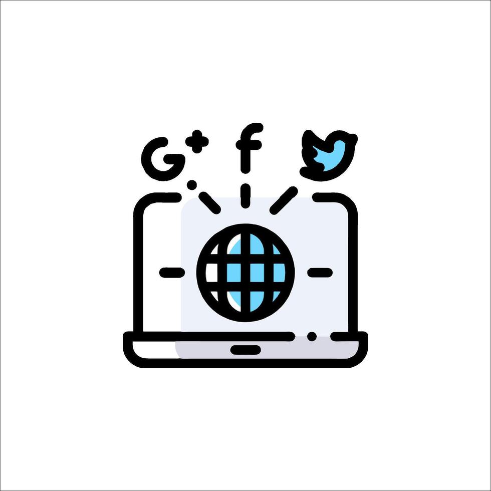 Social media icon with globe and social icons vector
