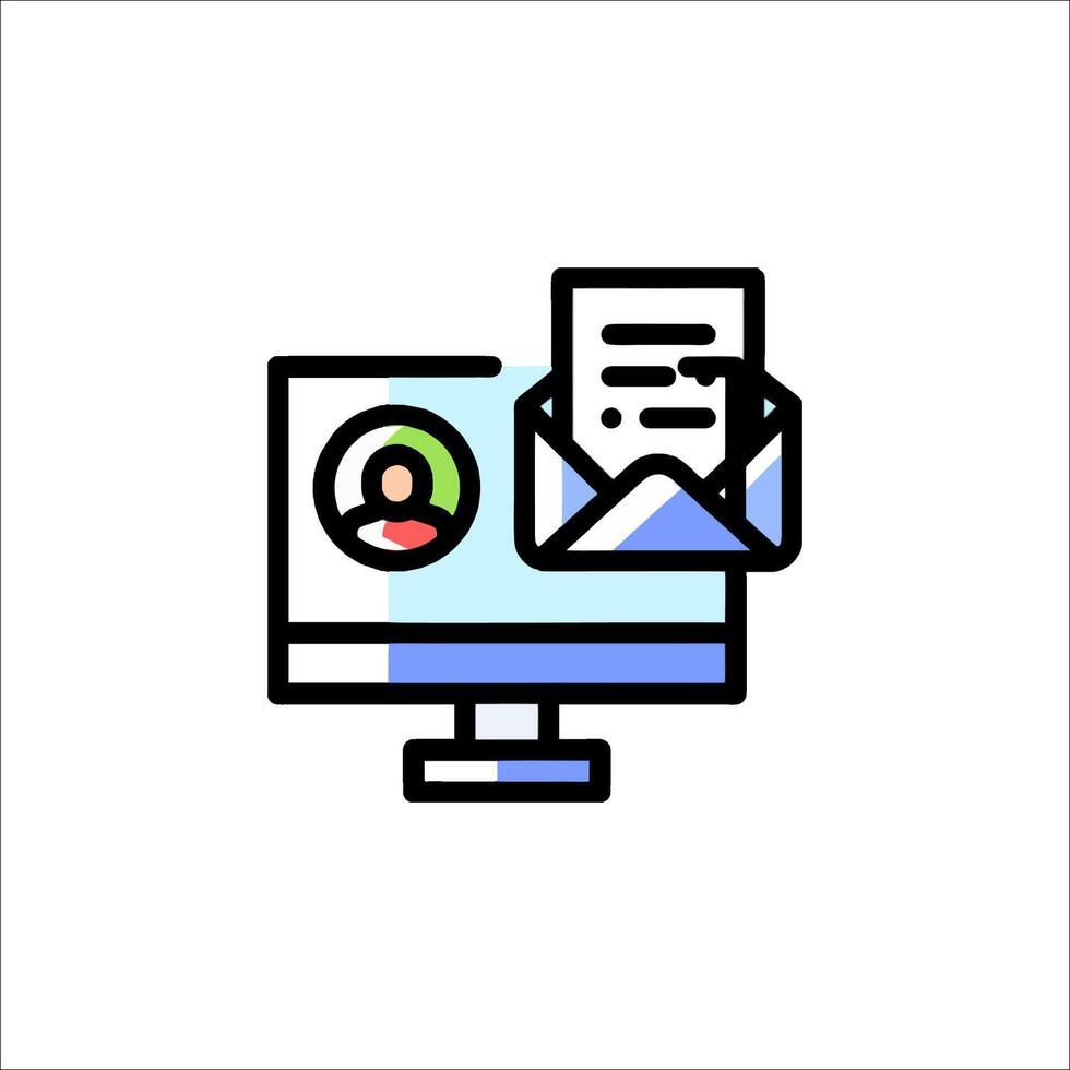 Email icon with a person on a computer vector