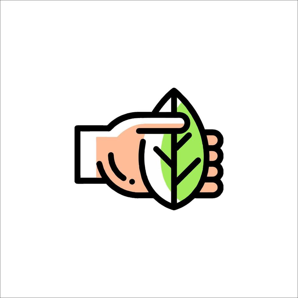 A hand holding a leaf icon vector