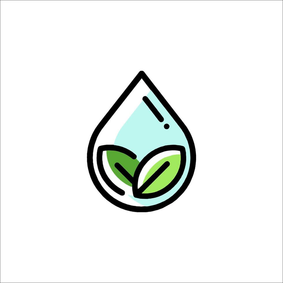 A green leaf in a drop icon vector