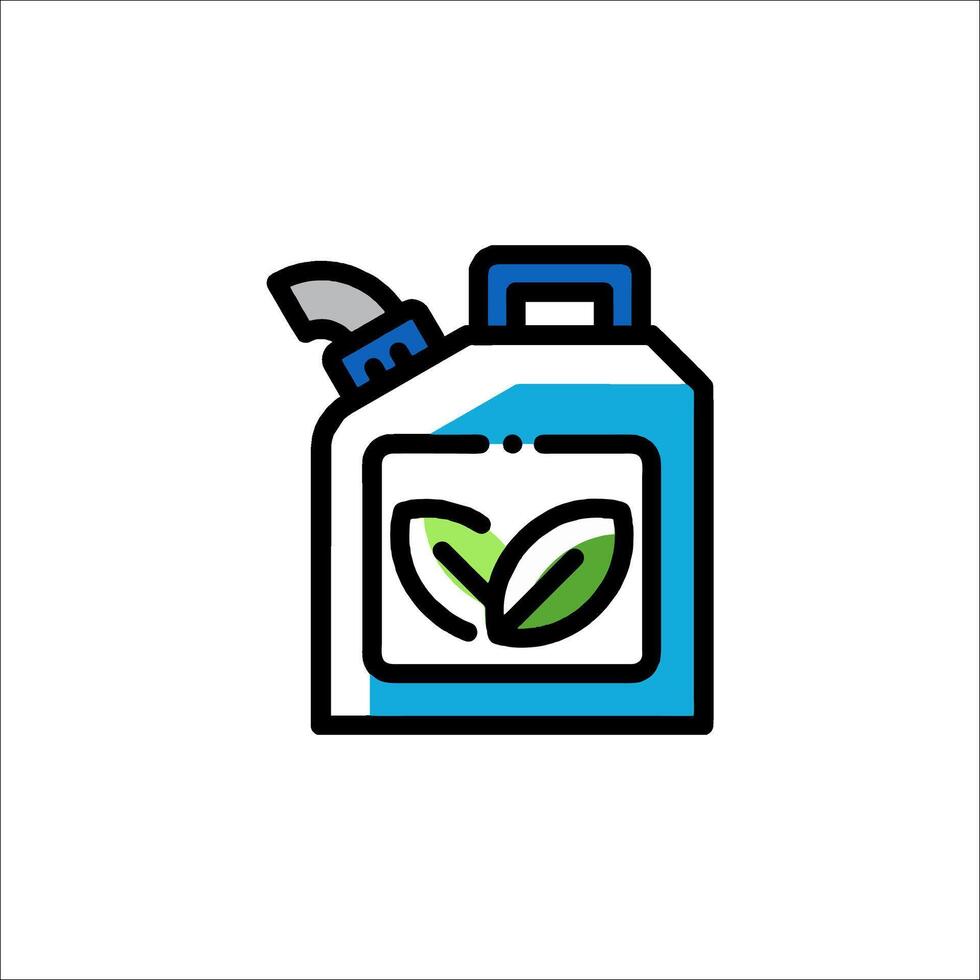A blue and green canister with a leaf on it vector