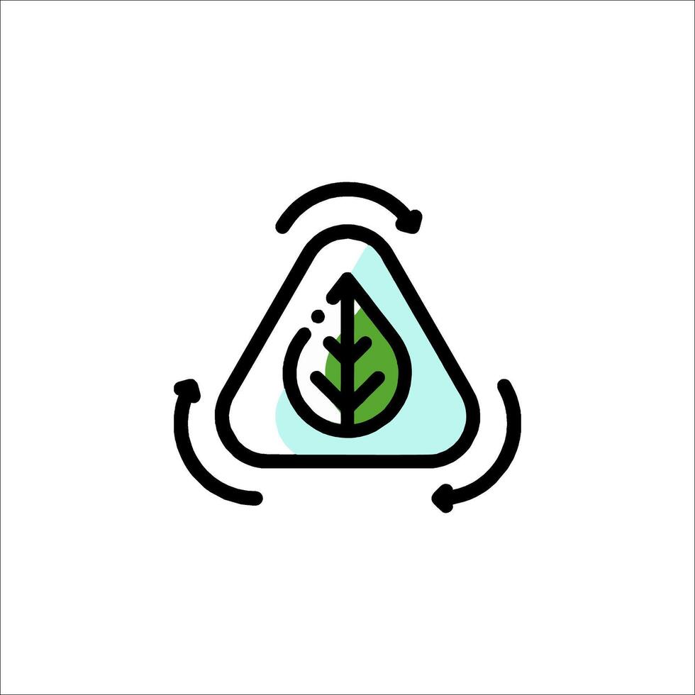 A green leaf in a triangle with a circle around it vector