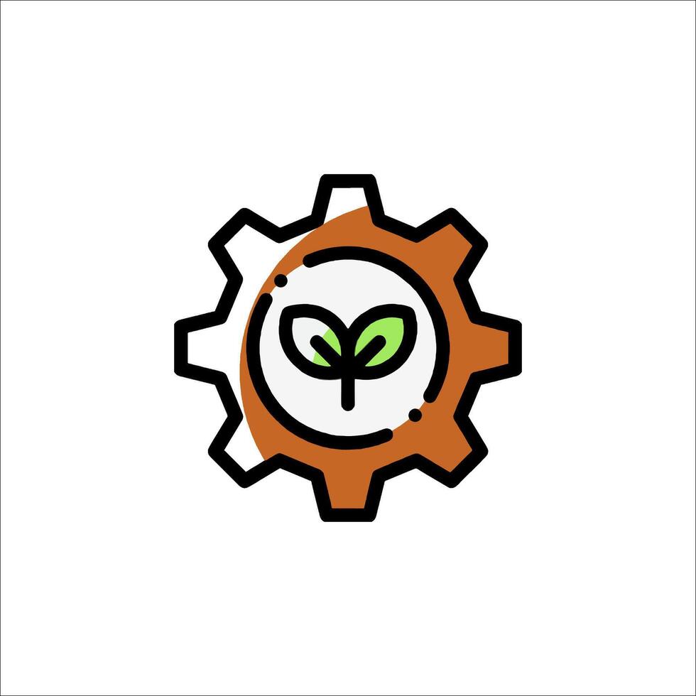 A green plant inside a gear wheel vector