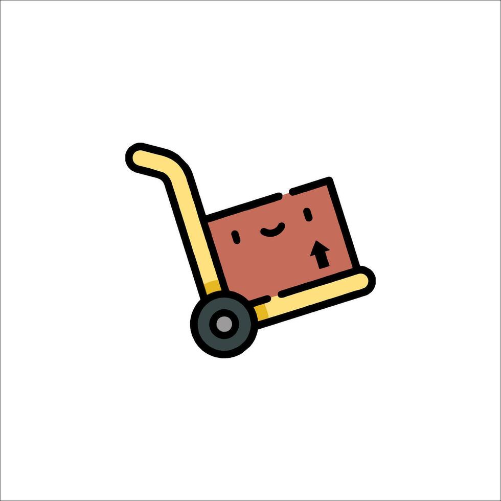 A cartoon hand truck with a smiley face on it vector