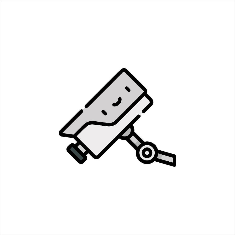 A black and white illustration of a security camera vector