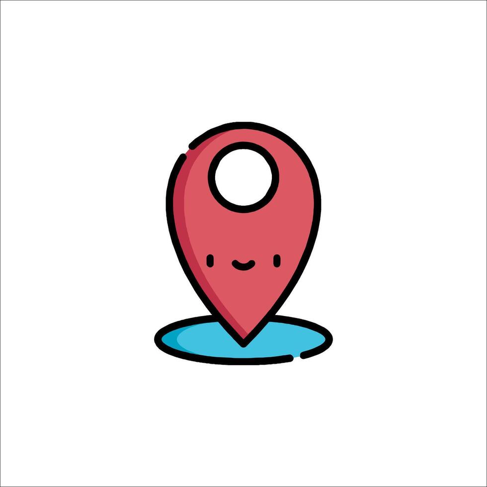 A cute red pin with a smiley face on it vector