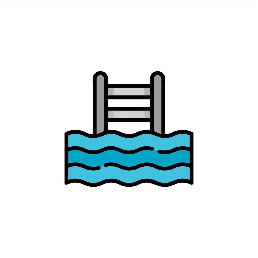 A ladder in the water icon vector