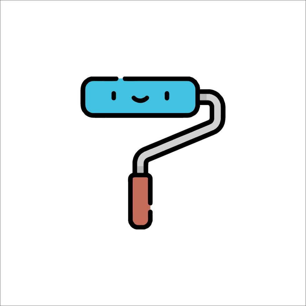 A paint roller with a smiley face on it vector