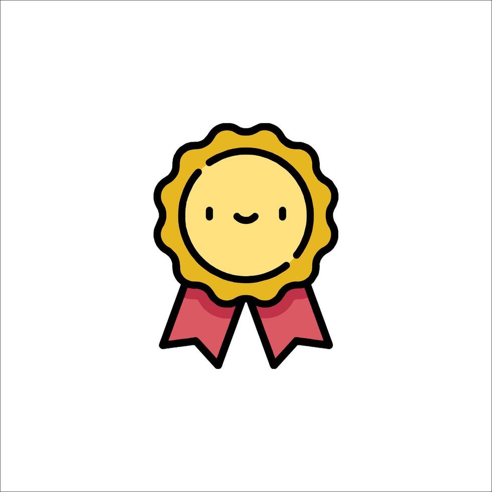 A cartoon award with a smiley face on it vector