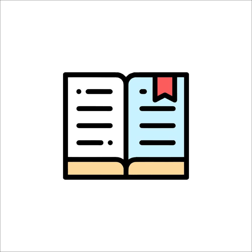 An open book icon with a red ribbon vector