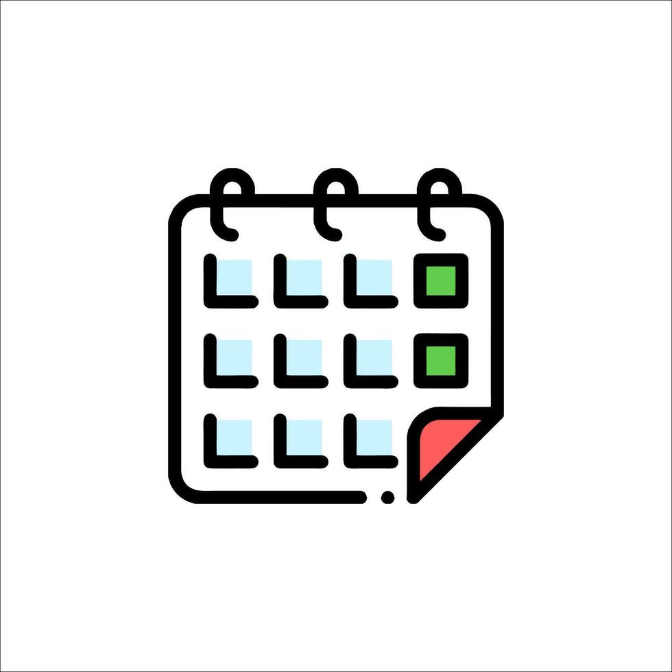 A calendar icon with a green dot on it vector
