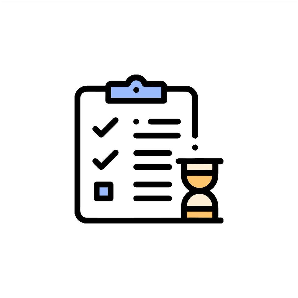 A checklist with a clock and a pen on it vector