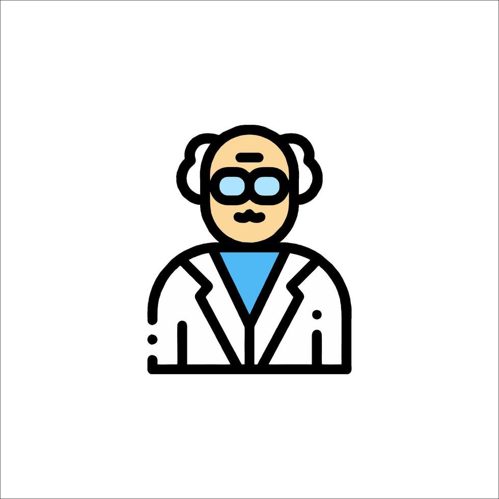A man in a lab coat and glasses icon vector