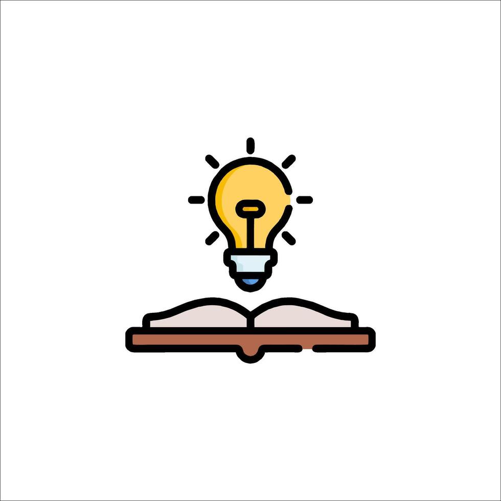 An open book with a light bulb on top vector