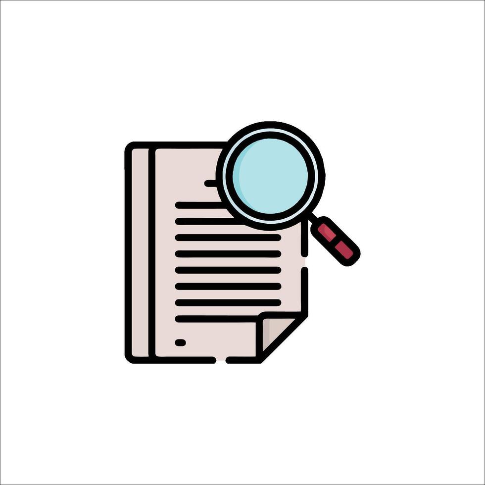 A magnifying glass and paper document icon vector
