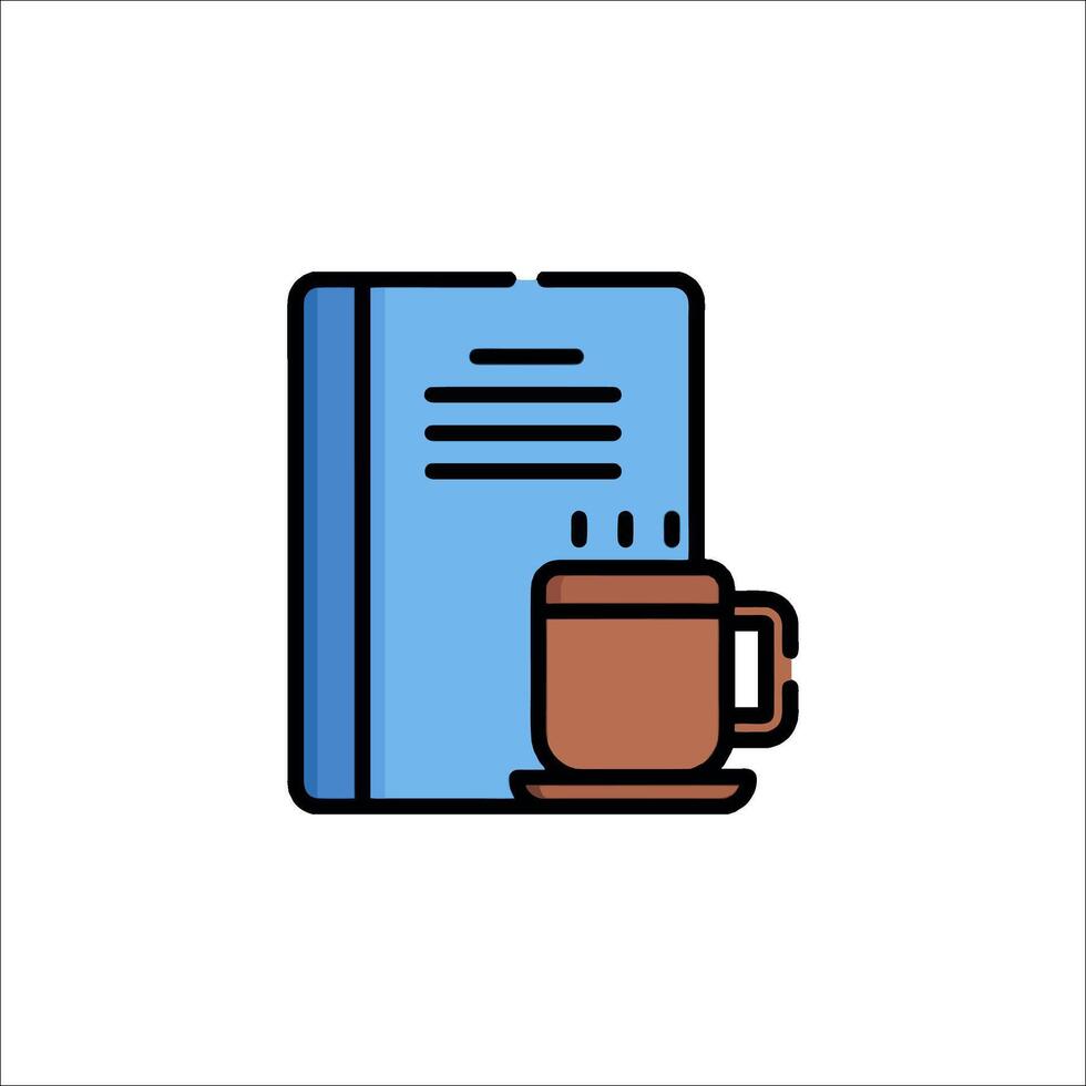 Coffee and book icon illustration vector