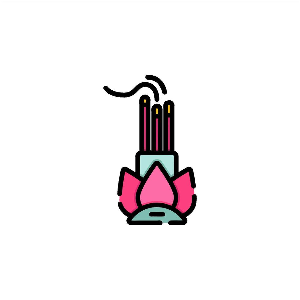 A pink lotus flower with two candles in it vector