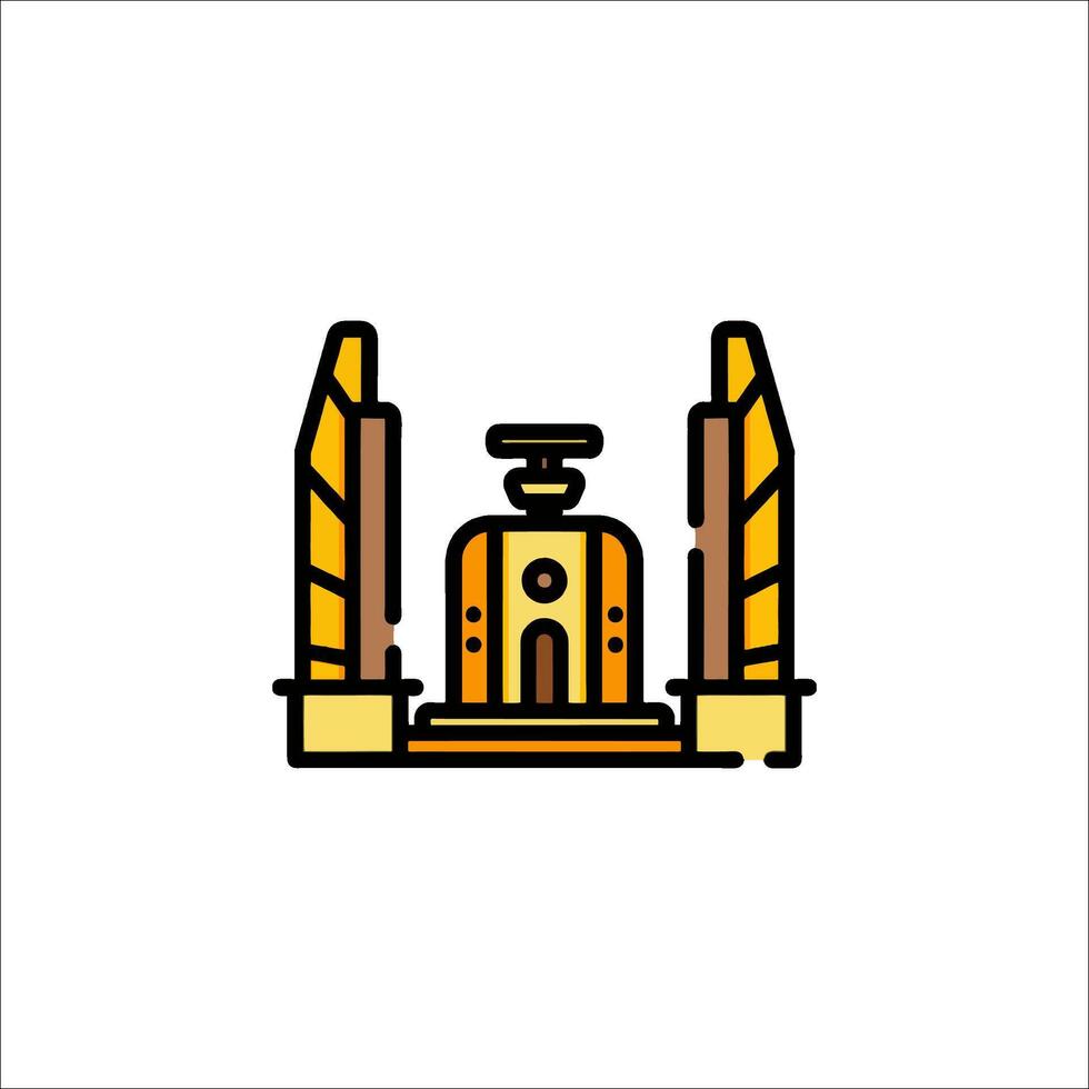 An icon of a building with a clock on top vector