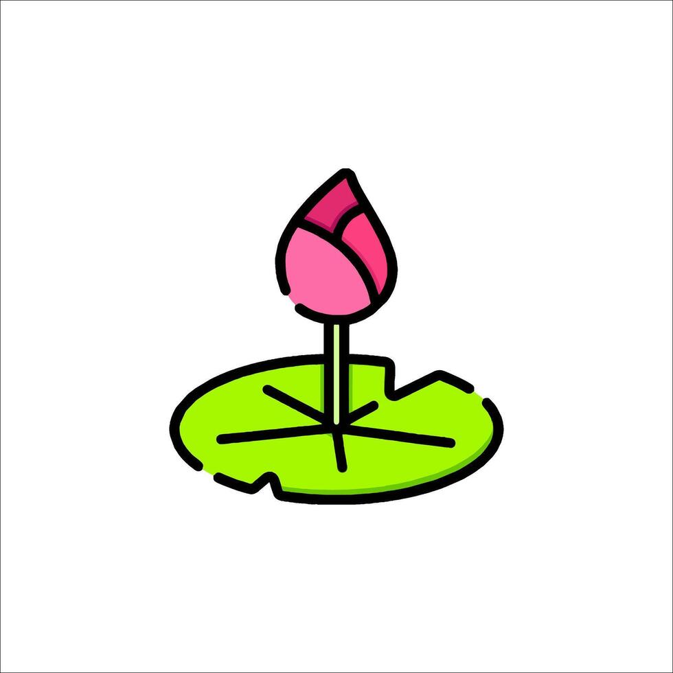 A pink lotus flower on a green leaf vector