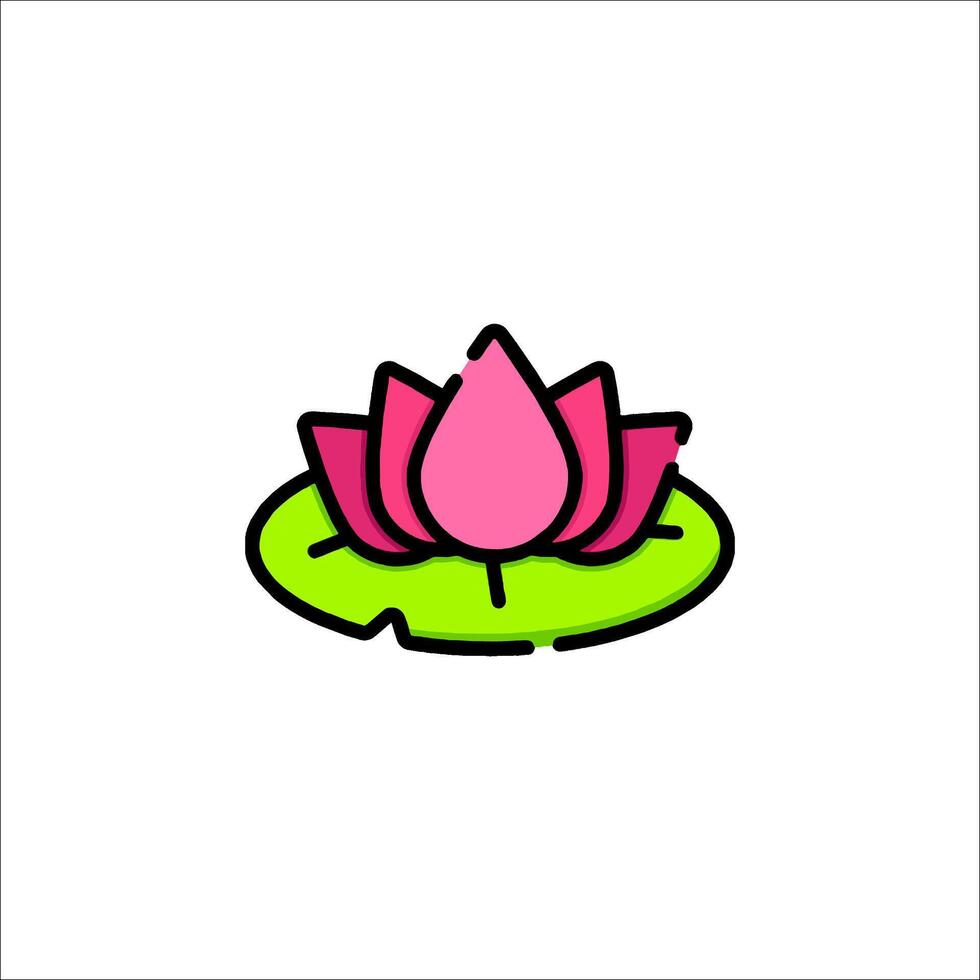 A pink lotus flower on a green leaf vector