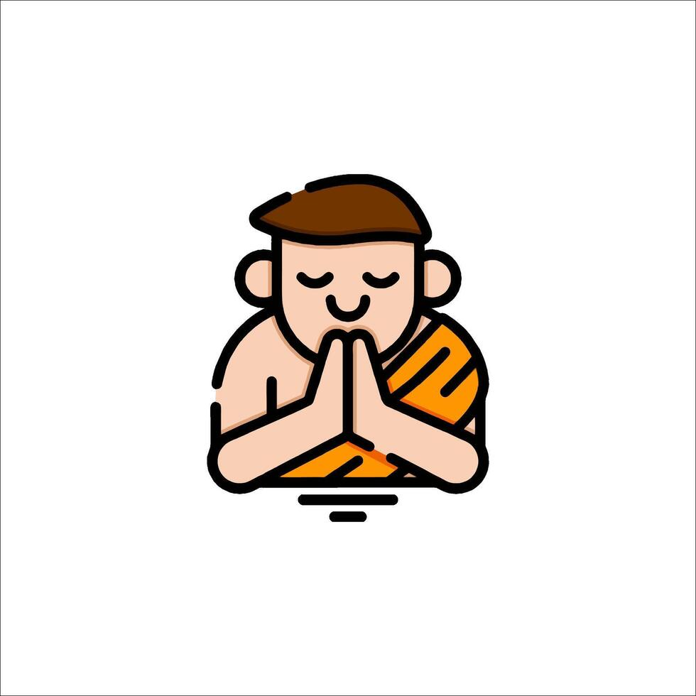 A monk is praying in a line style vector