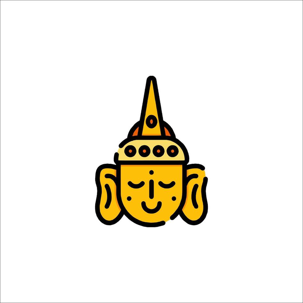 A yellow buddha head with a crown on it vector