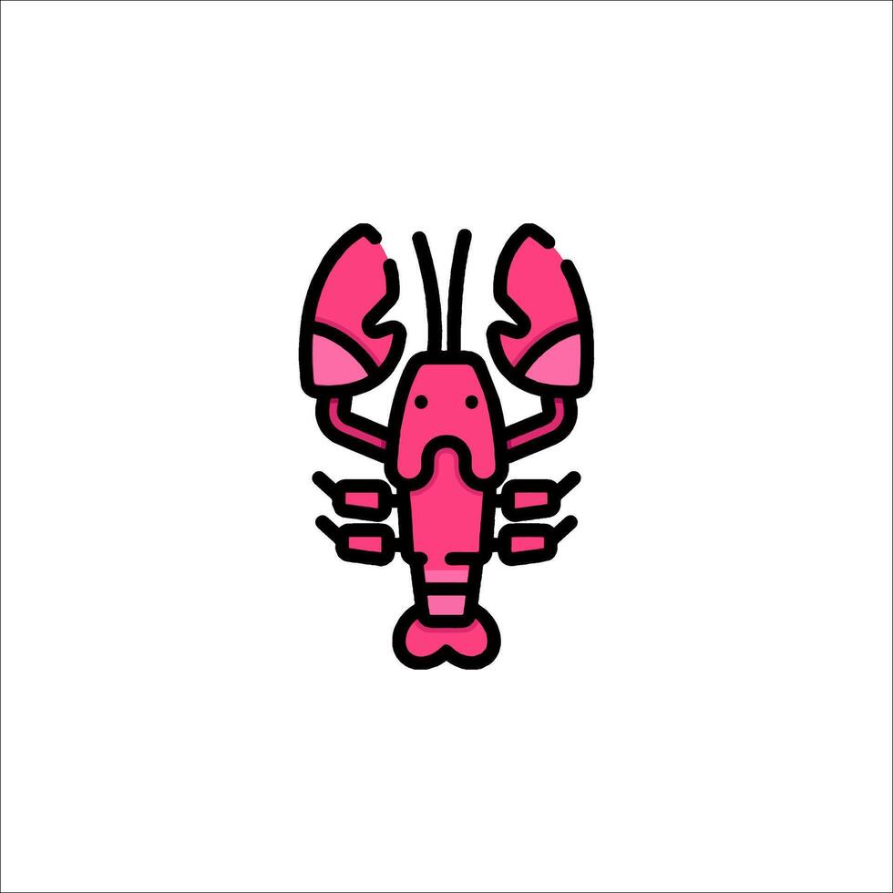 A pink lobster icon on a white background vector