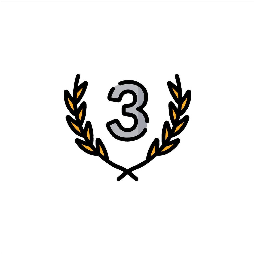 The number three is shown in a laurel wreath vector