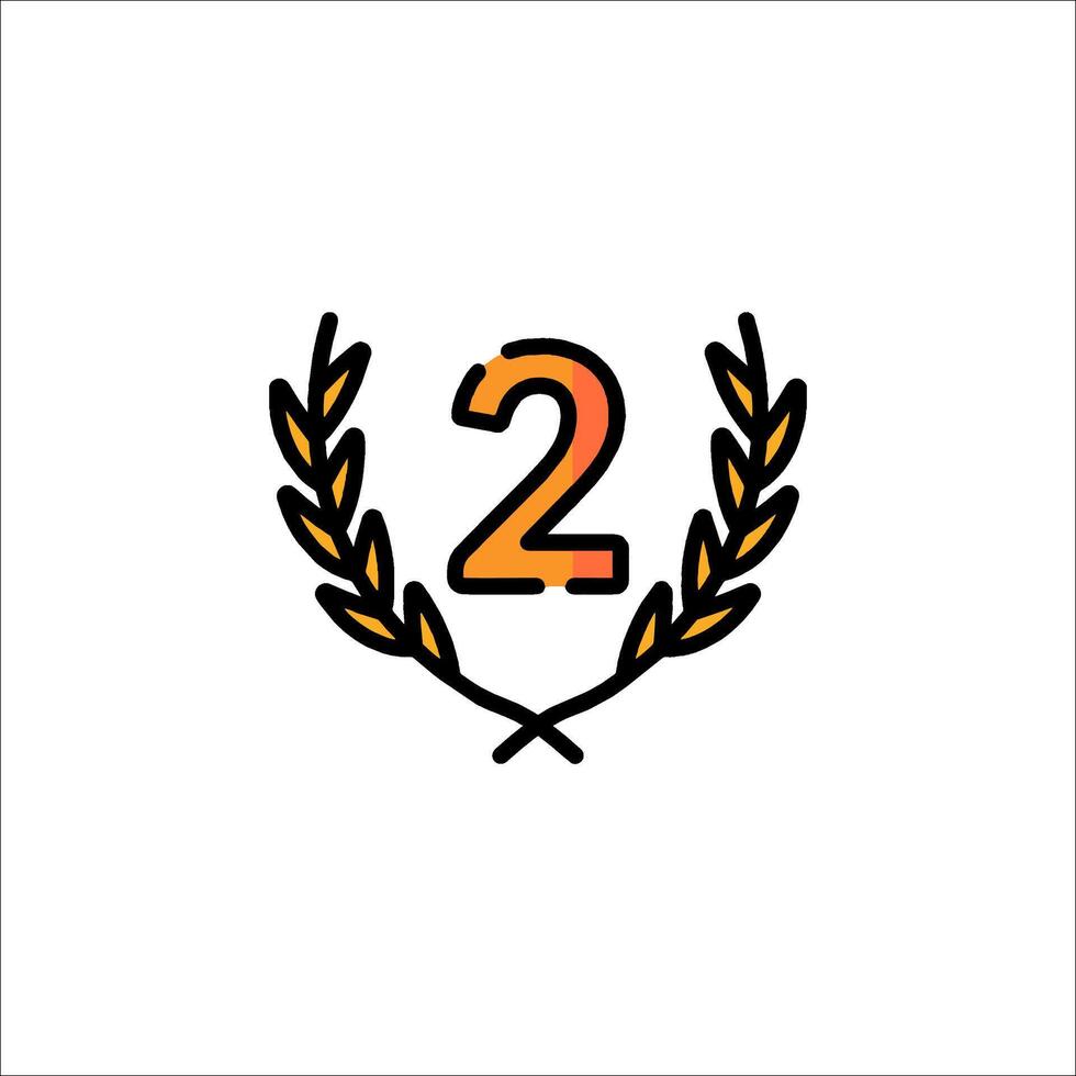 The number two is in the center of a laurel wreath vector