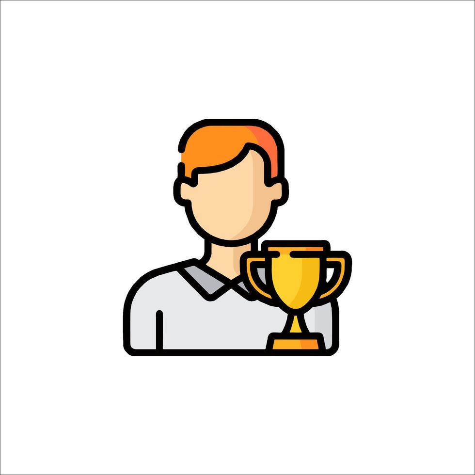 A man holding a trophy icon vector