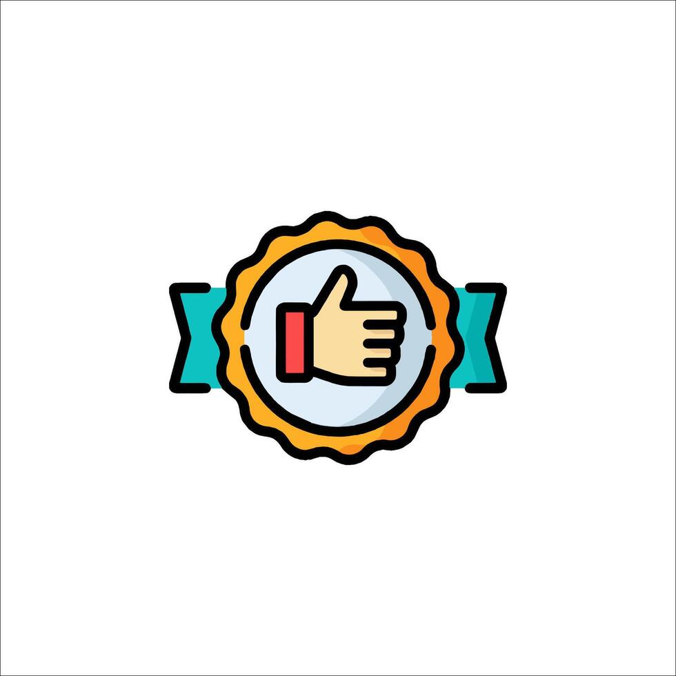 A thumbs up icon with a ribbon around it vector