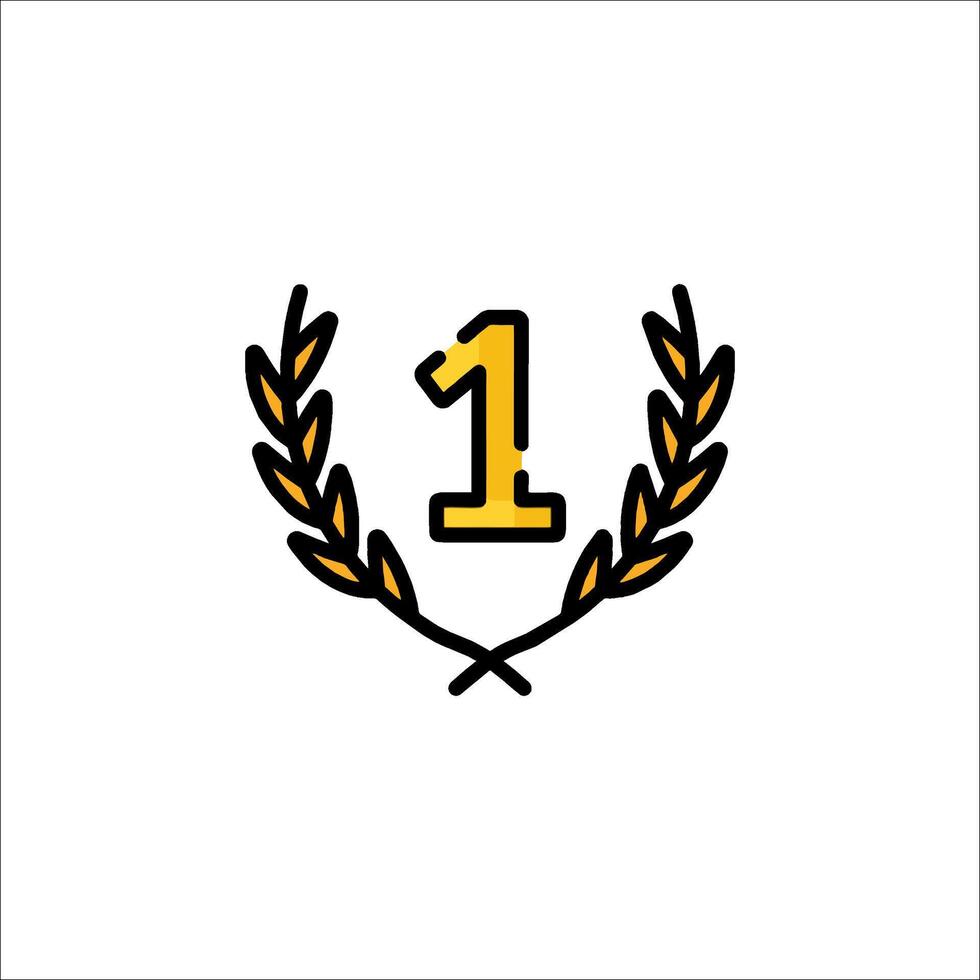 The number one is in a laurel wreath vector