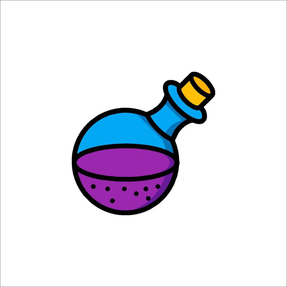 A purple and blue liquid bottle with a purple liquid inside vector