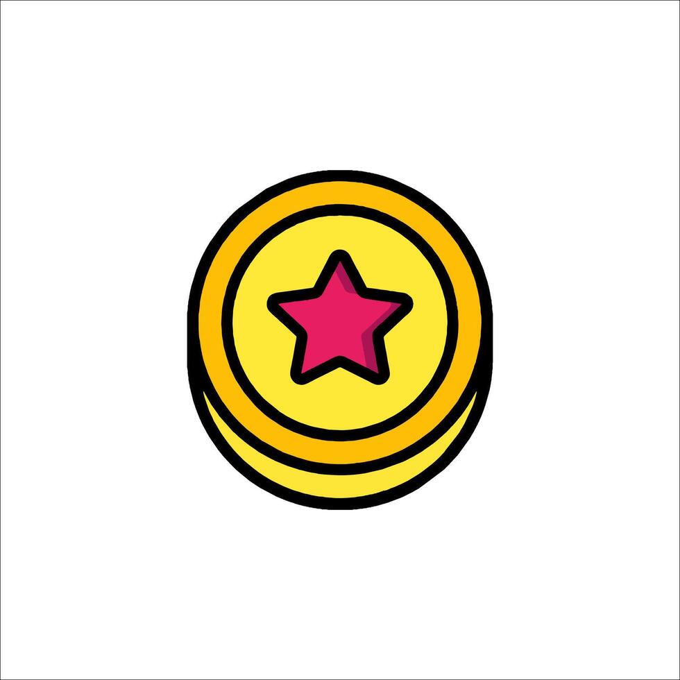 A yellow coin with a star on it vector