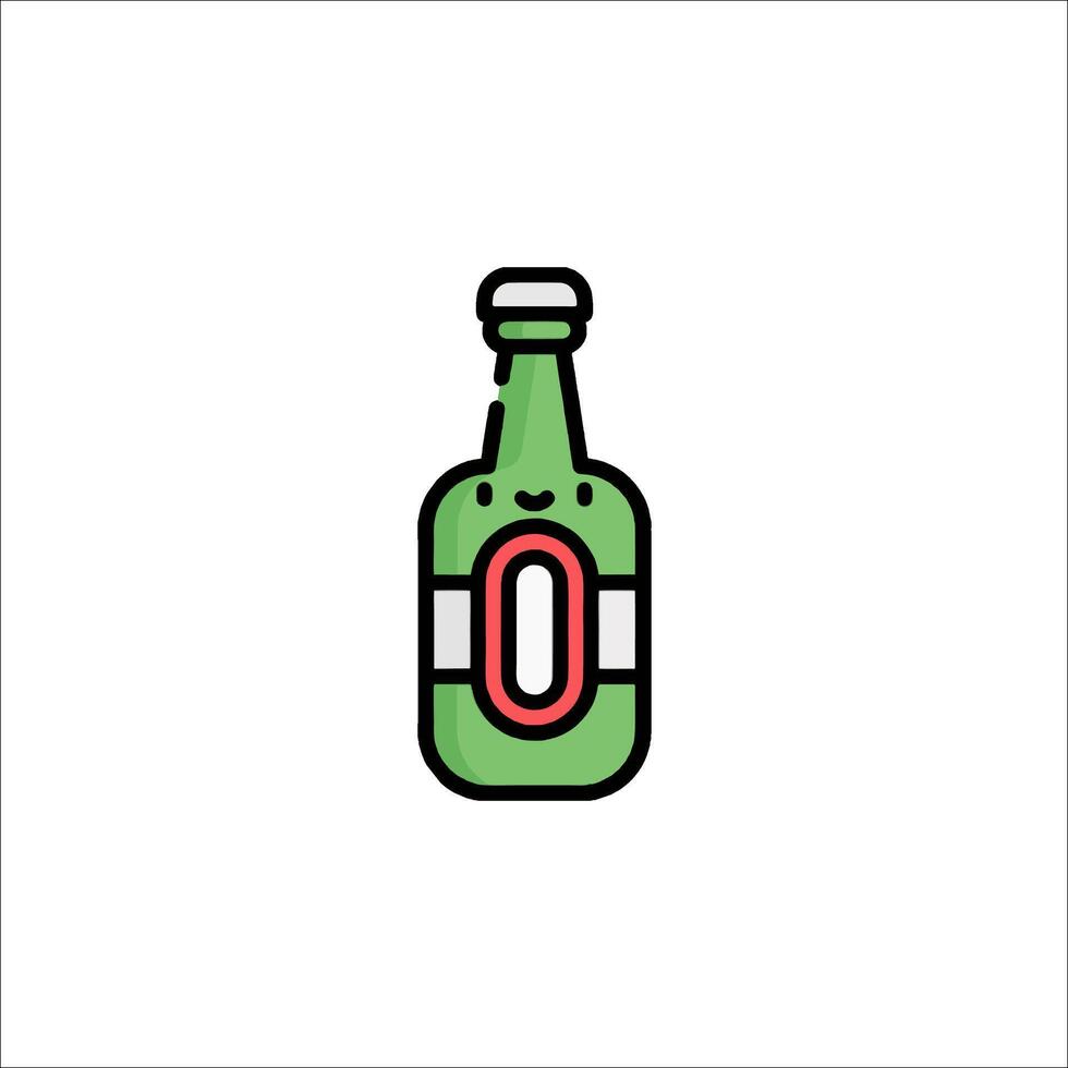 A green bottle with a red cap on it vector