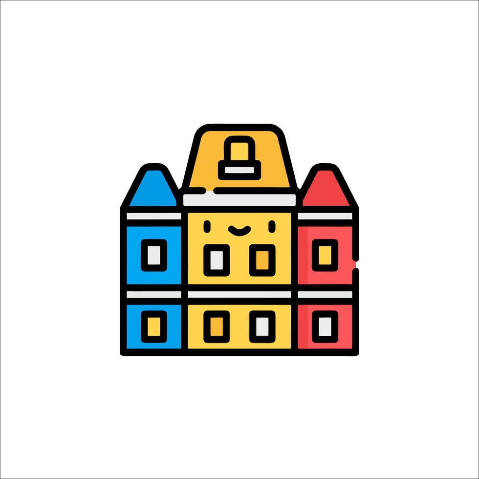 A colorful building icon on a white background vector