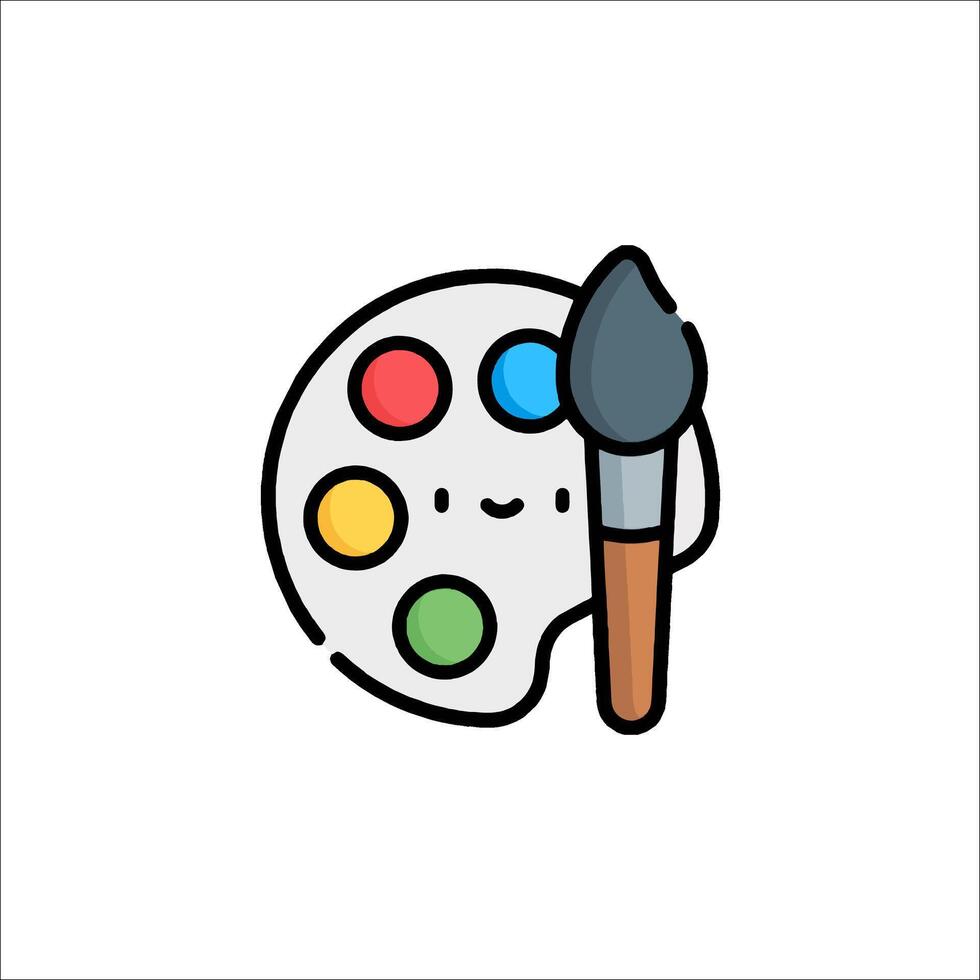 A paint brush and palette icon vector