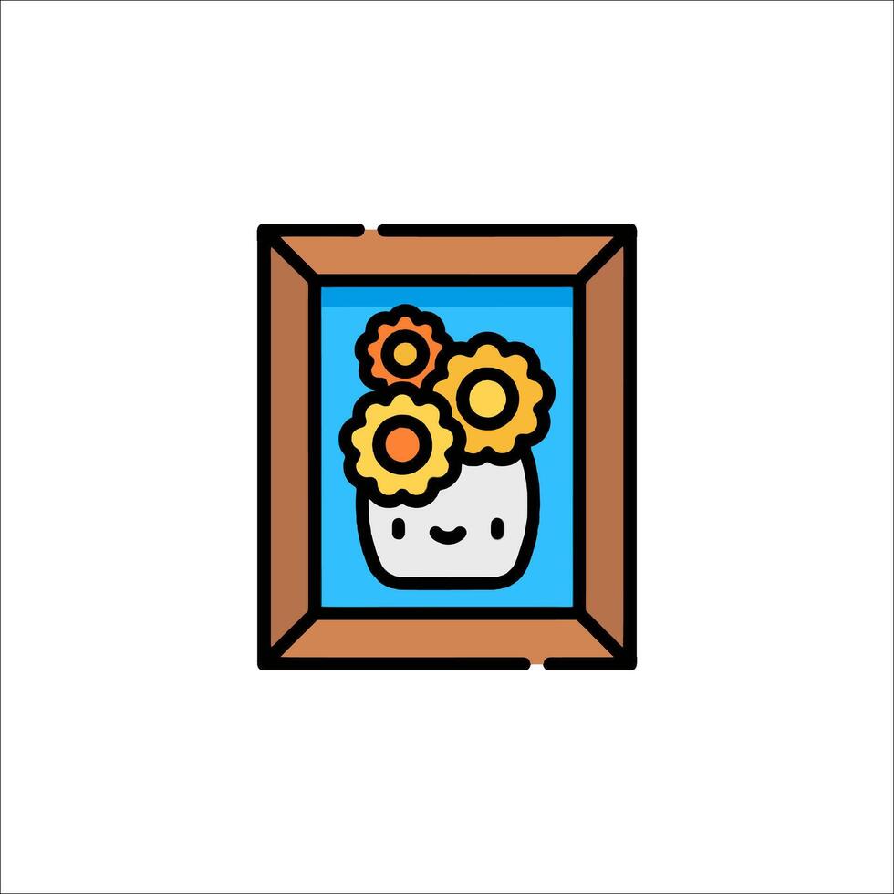 A picture of a flower in a frame with a smiley face vector