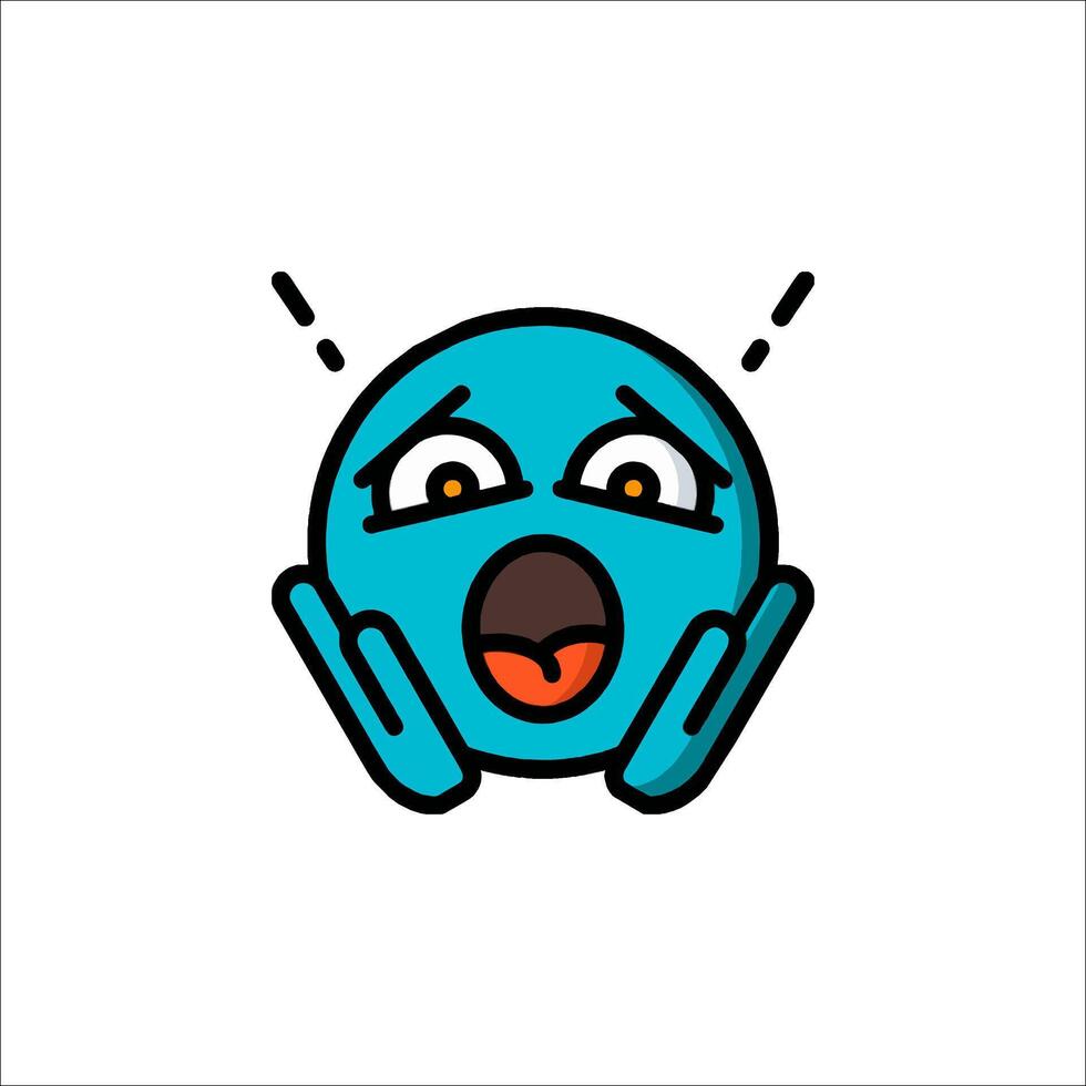 A blue emoticon with a mouth open and eyes wide open vector