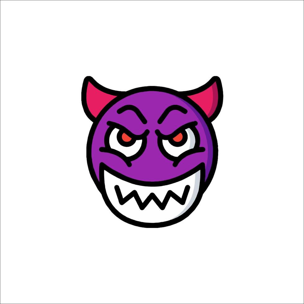 A purple devil face with red eyes vector