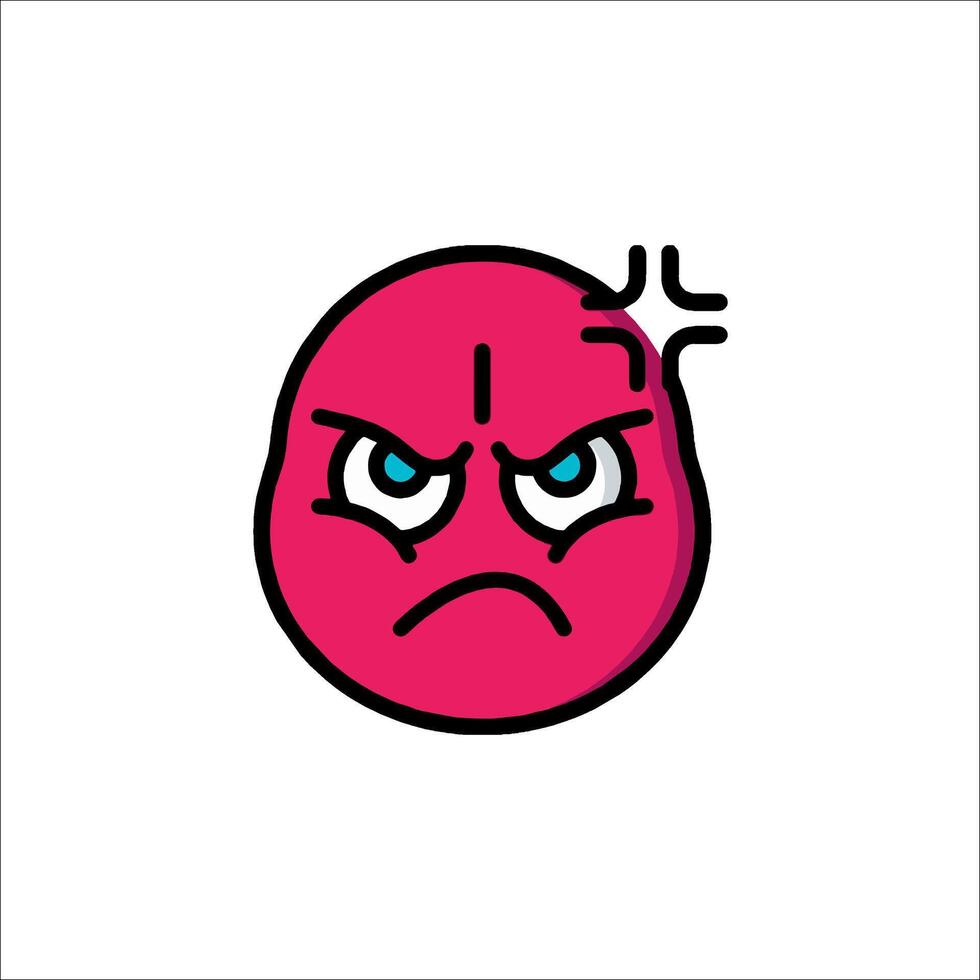 A pink angry face with a blue eye vector